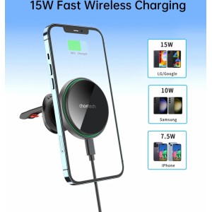 Choetech T204-F magnetic car holder with 15W wireless charging - black