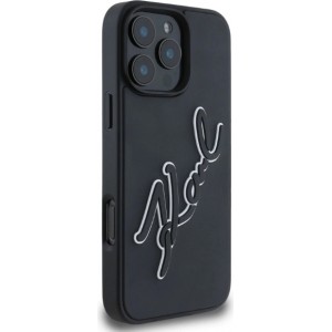 Karl Lagerfeld 3D Rubber Bicolor Signature Case for iPhone 16 Pro Max - Black