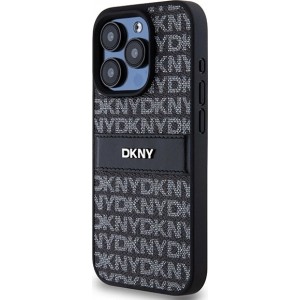 Dkny Leather Mono Stripe & Metal Logo case for iPhone 15 Pro Max - black