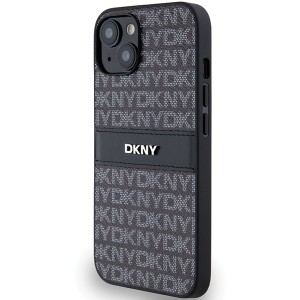 None DKNY case for iPhone 15 6,1" DKHCP15SPRTHSLK black HC PU repeat texture pattern w tonal stripe