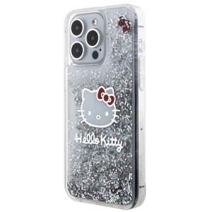 Hello Kitty case for iPhone 15 Pro Max 6,7" silver hardcase Liquid Glitter Charms Kitty Head