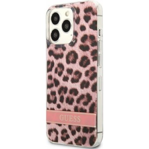 None Guess case for iPhone 13 Pro Max 6,7" GUHCP13XHSLEOP pink hard case Leopard Electro Stripe