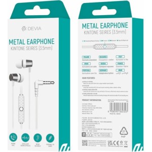 None Devia wired earphones Kintone Metal jack 3,5mm white