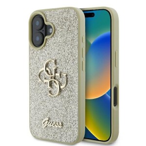 None Guess case for iPhone 16 Plus 6,7" GUHCP16MHG4SGD gold hardcase Fixed Glitter Big 4G