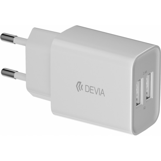 Devia wall charger Smart 2x USB 2,4A white + Lightning cable