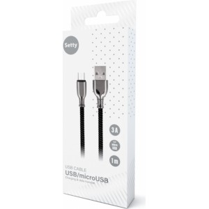 None Setty cable USB - microUSB 1,0 m 3A FC-M black