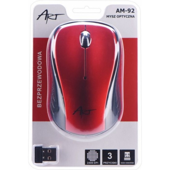 ART wireless computer mouse 2400 dpi AM-92 red