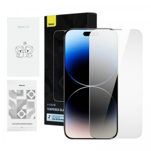 Baseus Privacy tempered Glass Baseus Iphone 14 Pro Max (2pcs) with 2 cleaning kits and dust-proof installation tool