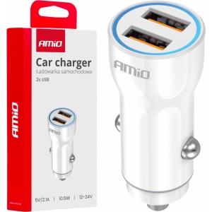 Amio Car charger 2xUSB-A 12/24V AMiO-03879