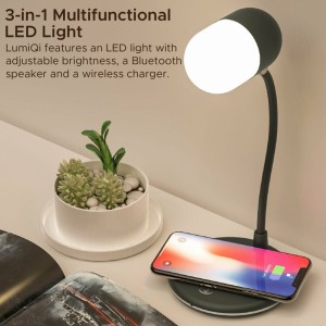 Promate LumiQi LED Galda Lampa ar Bezvadu uzlādi un Bluetooth skaļruni