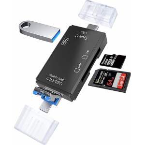 Roger OTG USB-C/USB/microUSB Karšu lasītājs TF / SD + USB 2.0