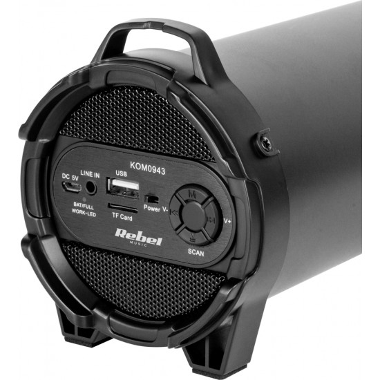 Rebel Bluetooth bezvadu skaļrunis ar Micro SD / Radio / USB / Melns
