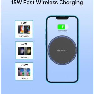 Choetech T205-F magnetic holder with 15 W inductive charger - black