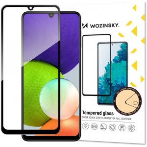 Wozinsky Tempered Glass Full Glue Super Tough Screen Protector Full Coveraged with Frame Case Friendly for Samsung Galaxy A22 4G black (universal)