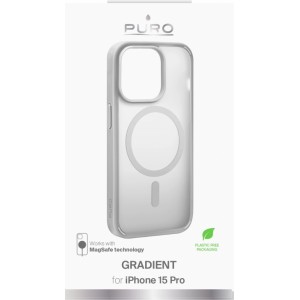 Puro Cover in TPU with integrated magnets and gradient effect 'GRADIENT' for  iPhone 15 Pro, silver color