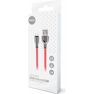 None Setty cable USB - microUSB 1,0 m 3A FC-M red