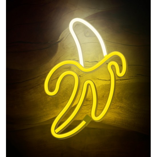 None Neon LED Light BANANA white yellow Bat + USB FLNE10 Forever Light