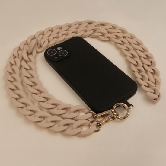 None Phone chain long matte nude