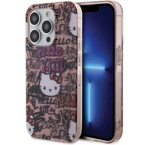 Hello Kitty case for iPhone 15 Pro 6,1" pink hardcase IML Tags Graffiti