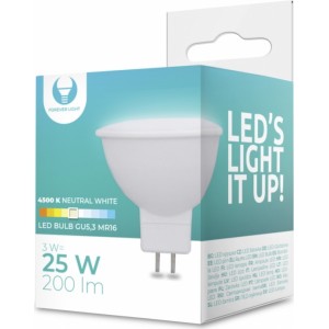 Telforceone LED Bulb GU5,3 MR16 3W 12V 4500K 240lm Forever Light