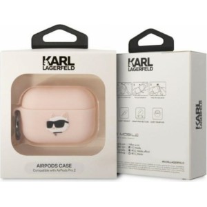 None Karl Lagerfeld case for Airpods Pro 2 KLAP2RUNCHP pink 3D Silicone NFT Karl