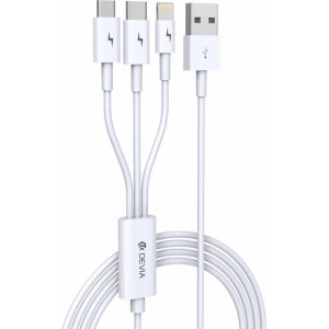 Devia cable 3in1 Smart EC141 USB - Lightning + USB-C + MicroUSB 1,2 m 2A white