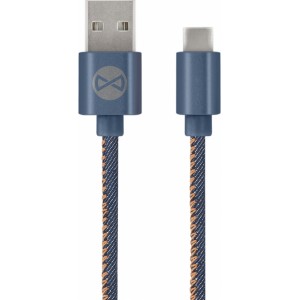 None Forever Jeans cable USB - USB-C 1,0 m 2A blue