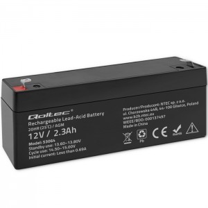 Qoltec AGM battery | 12V | 2.3Ah | Maintenance-free | Efficient| LongLife | for UPS, scale, cash register