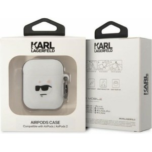 Karl Lagerfeld case for APPLE Airpods 1 / 2 KLA2RUNCHH (3D Sil NFT Choupette) white