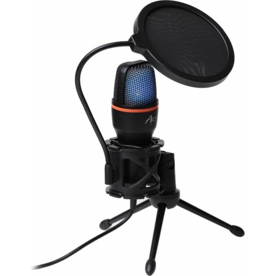 ART condenser stand microphone with mechanical filter and diaphragm with light tripod AC-02 black