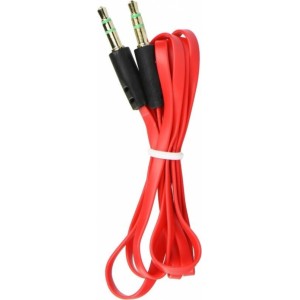 OEM Cable AUX Jack 3,5 mm (male) to Jack 3,5 mm (male) flat 1 m red