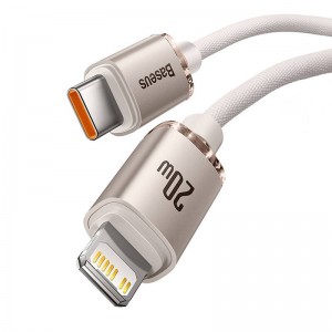 Baseus Kabel USB-C do iP Baseus Crystal Shine,  20W, 1.2m (różowy)