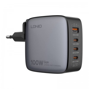 Ldnio Q408 100W USB-A + 3x USB-C mains charger (black)