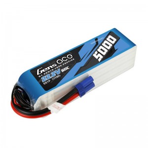 Gens Ace 5000mAh 22.2V 60C 6S1P Lipo Battery Pack with EC5 Plug connector