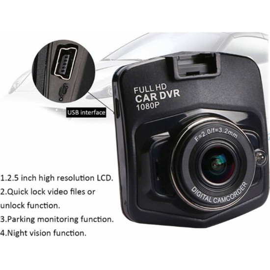 Iwear GT4 HD Авто DVR Видео регистратор с G-Sensor 1080p HD 120° углом 2.4'' LCD Черный