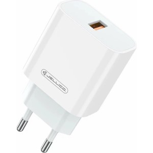 Jellico AK-165 USB 22.5W QC 3.0 Universāls Viedierīču Adaptīvs Ātrs Lādētājs 1x USB (5-12V) Baltā