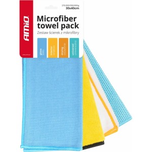 Amio Microfiber towel pack 30x40cm 275/300/350/600g AMIO-03751