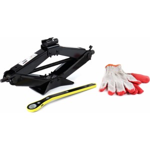 Amio Scissor Jack with hand crank 2T and free gloves