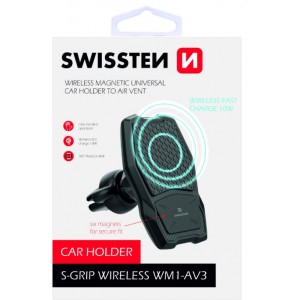 Swissten WM1-AV3 Air Vent Универсальный Держатель C Беспроводной Зарядкой + Micro USB Провод 1.2м