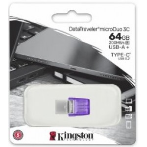 Kingston 64GB microDuo 3C  USB Type-A + USB Type-C Zibatmiņa