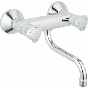 Grohe Costa L 2-rokturu virtuves maisītājs ar grozāmu snīpi 200mm, stiprināms pie sienas, hroms