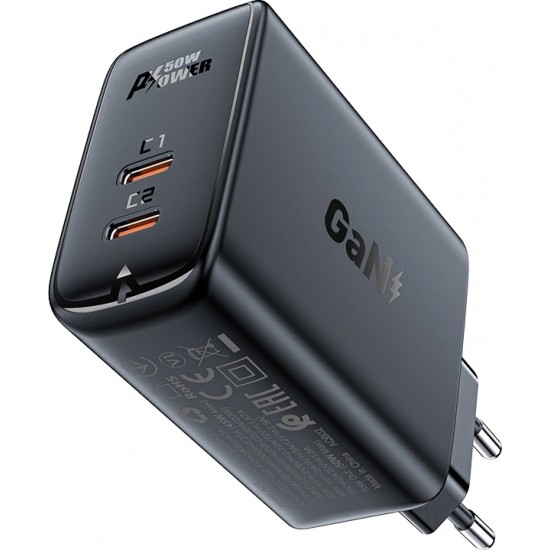 Acefast A29 PD50W GaN (USB-C + USB-C) dual port charger black