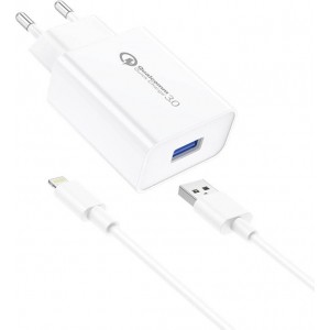 Foneng EU13 18W Wall Charger + USB to Lightning Cable, 3A (White)