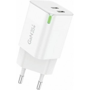 Foneng Wall charger Foneng GaN 35W 2x USB-C 2.4A (white)