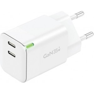 Foneng Wall charger Foneng GaN 35W 2x USB-C 2.4A (white)