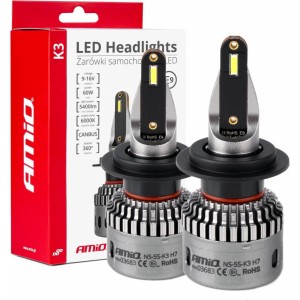 Amio LED Headlights K3 Series H7/H18 12V 6000K canbus AMIO-03683