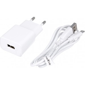 Maxlife MXTC-01 charger 1x USB 1A white + microUSB cable