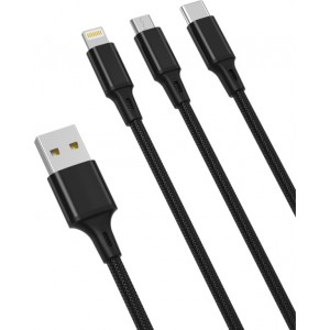 XO cable NB173 3in1 USB - Lightning + USB-C + microUSB 1,2 m 2,4A black