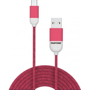 PANTONE cable USB - microUSB 1,5m 2,4A PT-MC001-5 Pink 184C