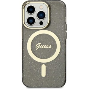 Guess case for iPhone 11 GUHMN61HCMCGK black hardcase Glitter Gold MagSafe